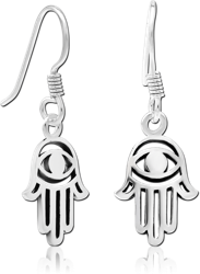 STERLING 925 SILVER EARRINGS PAIR - HAMSA