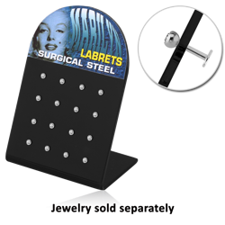 POLYMER DISPLAY FOR 16 INTERNAL LABRETS WITH STICKER046