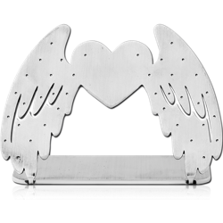 SURGICAL STEEL GRADE 316L MATT FINISH DISPLAY HOLE 1.3 MM  FOR INTERNALLY EXTERNALLY THREADED LABRETS BARBELLS-HEART WITH WINGS