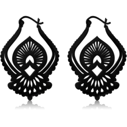 BLACK PVD COATED SURGICAL STEEL GRADE 316L HOOP EARRINGS PAIR