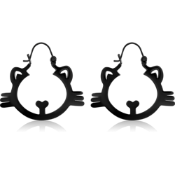 BLACK PVD COATED SURGICAL STEEL GRADE 316L HOOP EARRINGS PAIR