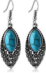 SURGICAL STEEL GRADE 316L FASHION SYNTHETIC STONE EARRINGS PAIR