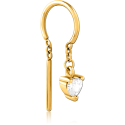 GOLD PVD COATED SURGICAL STEEL GRADE 316L JEWELED MULTI PURPOSE RING WITH DANGLING DESIGNS