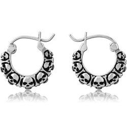 SURGICAL STEEL GRADE 316L HOOP EARRINGS - SKULL