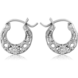 SURGICAL STEEL GRADE 316L JEWELED HOOP EARRINGS