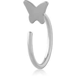 316L SURGICAL STEEL GRADE 316L OPEN HOOP EARRING WITH BUTTERFLY TOP POLISHED FINISH