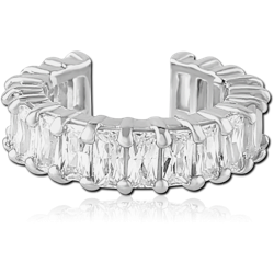 RHODIUM PLATED BASE METAL JEWELED EAR CUFF