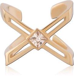 GOLD PVD 18K COATED SURGICAL STEEL GRADE 316L JEWELED EAR CUFF