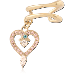 GOLD PVD 18K COATED SURGICAL STEEL GRADE 316L JEWELED EAR CUFF
