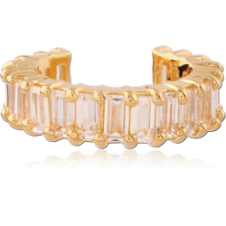 GOLD PVD COATED BASE METAL JEWELED EAR CUFF
