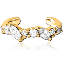 GOLD PVD COATED SURGICAL STEEL GRADE 316L JEWELED EAR CUFF
