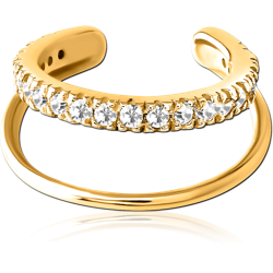 GOLD PVD COATED SURGICAL STEEL GRADE 316L JEWELED EAR CUFF