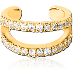 GOLD PVD COATED SURGICAL STEEL GRADE 316L JEWELED EAR CUFF