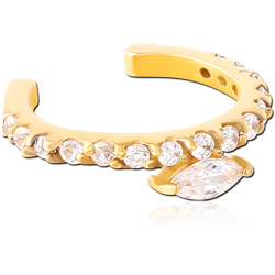 GOLD PVD COATED 	SURGICAL STEEL GRADE 316L JEWELED EAR CUFF