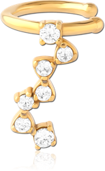 GOLD PVD COATED SURGICAL STEEL GRADE 316L JEWELED EAR CUFF