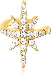 GOLD PVD COATED SURGICAL STEEL GRADE 316L JEWELED EAR CUFF