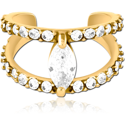 GOLD PVD COATED SURGICAL STEEL GRADE 316L JEWELED EAR CUFF