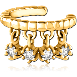 GOLD PVD COATED SURGICAL STEEL GRADE 316L JEWELED EAR CUFF