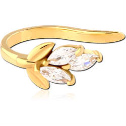 GOLD PVD COATED SURGICAL STEEL GRADE 316L JEWELED EAR CUFF