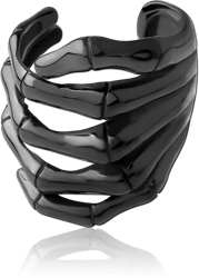 HEMETITE PVD COATED SURGICAL STEEL GRADE 316L EAR CUFF - SKELETON HAND