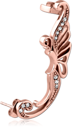 ROSE GOLD PVD COATED SURGICAL STEEL GRADE 316L JEWELED EAR CUFF - DRAGONFLY