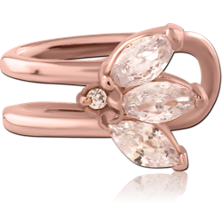 ROSE GOLD PVD COATED SURGICAL STEEL GRADE 316L JEWELS EAR CLIPS - FLOWER