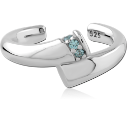 STERLING SILVER 925 RHODIUM COATED JEWELED EAR CUFF