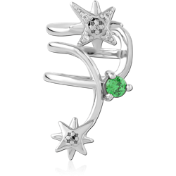 STERLING 925 SILVER RHODIUM PLATED JEWELED EAR CUFF