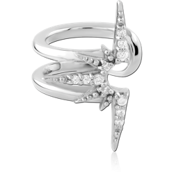 STERLING 925 SILVER RHODIUM PLATED JEWELED EAR CUFF