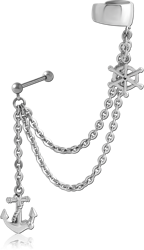 SURGICAL STEEL GRADE 316L EAR CUFF - ANCHOR AND WHEEL
