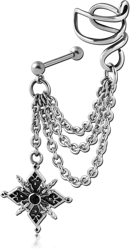 SURGICAL STEEL GRADE 316L JEWELED EAR CUFF - NORTH STAR