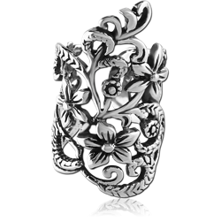 SURGICAL STEEL GRADE 316L EAR CUFF - FLOWERS AND LEAFS