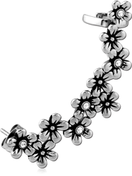 SURGICAL STEEL GRADE 316L JEWELED EAR CUFF - FLOWERS