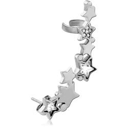 SURGICAL STEEL GRADE 316L JEWELED EAR CUFF - STAR