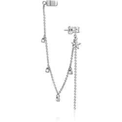 SURGICAL STEEL GRADE 316L JEWELED EAR CUFF - FLOWER AND LOCK