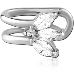 SURGICAL STEEL GRADE 316L JEWELS EAR CLIPS - FLOWER