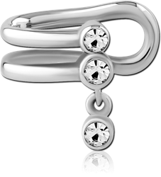 SURGICAL STEEL GRADE 316L JEWELS EAR CLIPS - TRIPLE ROUND JEWELS