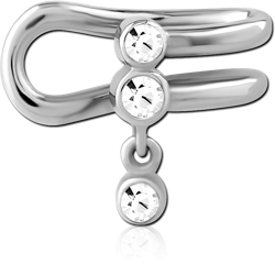 SURGICAL STEEL GRADE 316L JEWELS EAR CLIPS - TRIPLE ROUND JEWELS