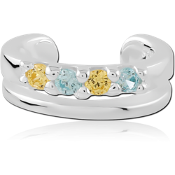 STERLING 925 SILVER JEWELED EAR CUFF