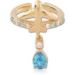 STERLING 925 SILVER GOLD PLATED 18K JEWELED EAR CUFF