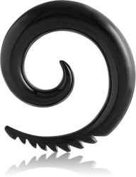 BLACK PVD COATED SURGICAL STEEL GRADE 316L RIDGED EAR SPIRAL