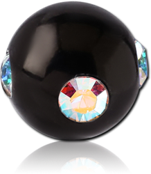 BLACK PVD COATED SURGICAL STEEL GRADE 316L JEWELED SATELLITE BALL