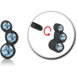 BLACK PVD COATED SURGICAL STEEL GRADE 316L MICRO TRIPLE JEWELED ATTACHMENT