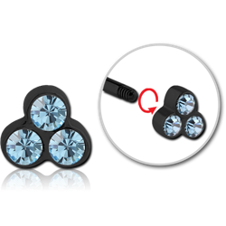 BLACK PVD COATED SURGICAL STEEL GRADE 316L MICRO TRIPLE JEWELED ATTACHMENT