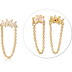 GOLD PVD BASE METAL MICRO THREADED JEWELED ATTACHMENT
