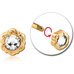 GOLD PVD COATED SURGICAL STEEL GRADE 316L MICRO THREADED JEWELED ATTACHMENT