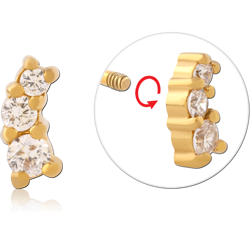 GOLD PVD COATED SURGICAL STEEL GRADE 316L MICRO THREADED JEWELED ATTACHMENT