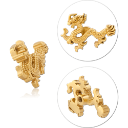 GOLD PVD COATED SURGICAL STEEL GRADE 316L MICRO THREADED ATTACHMENT - DRAGON