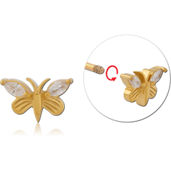 GOLD PVD COATED SURGICAL STEEL GRADE 316L ATTACHMENT FOR 1.6 MM THREADED PIN - BUTTERFLY