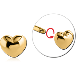 GOLD PVD COATED SURGICAL STEEL GRADE 316L ATTACHMENT FOR 1.6 MM THREADED PIN - HEART